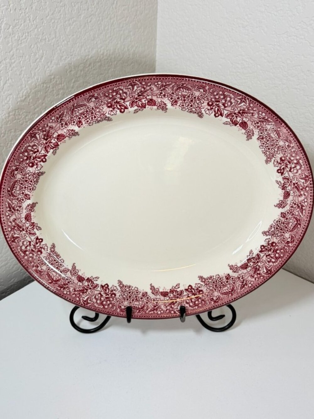 Williams Sonoma Wedgwood Mayfair Cranberry Red Oval 14" Serving Platter England